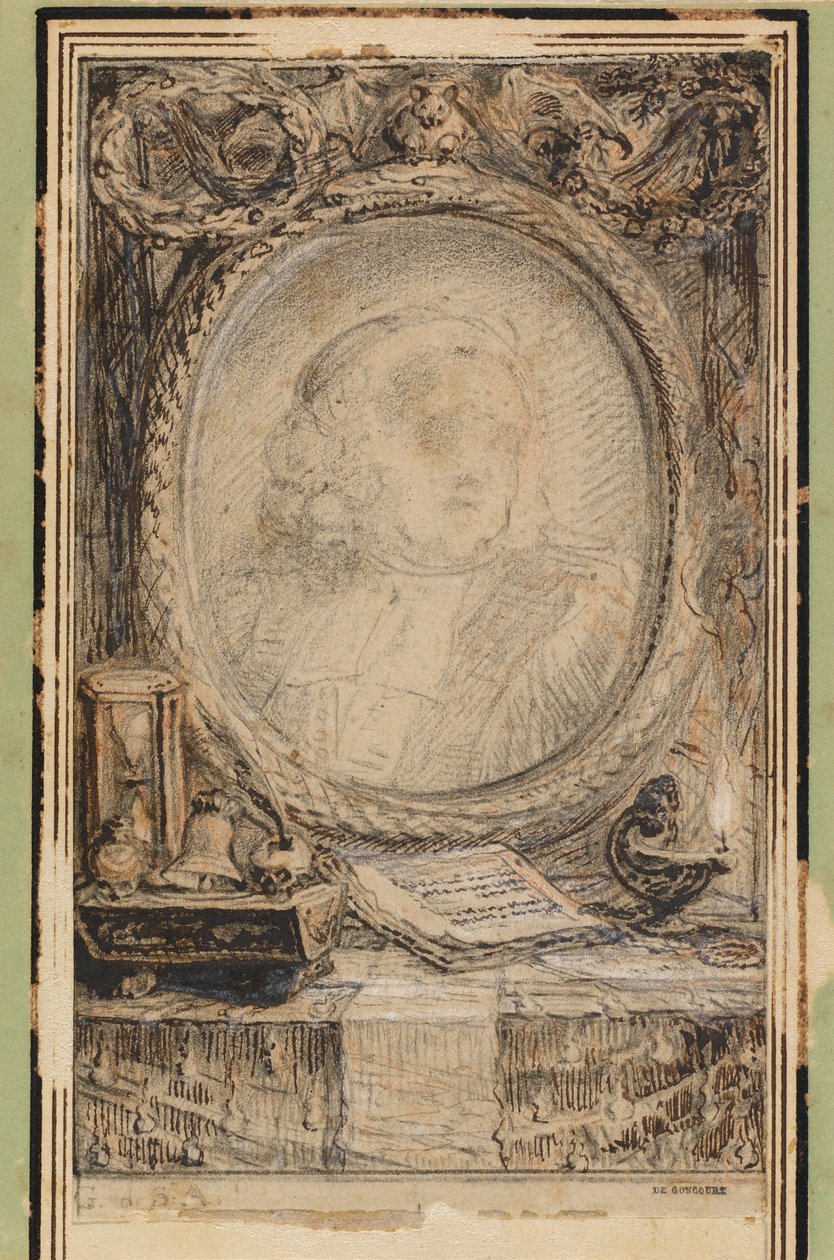 Quadro alegórico com um morcego de Gabriel Jacques de Saint Aubin