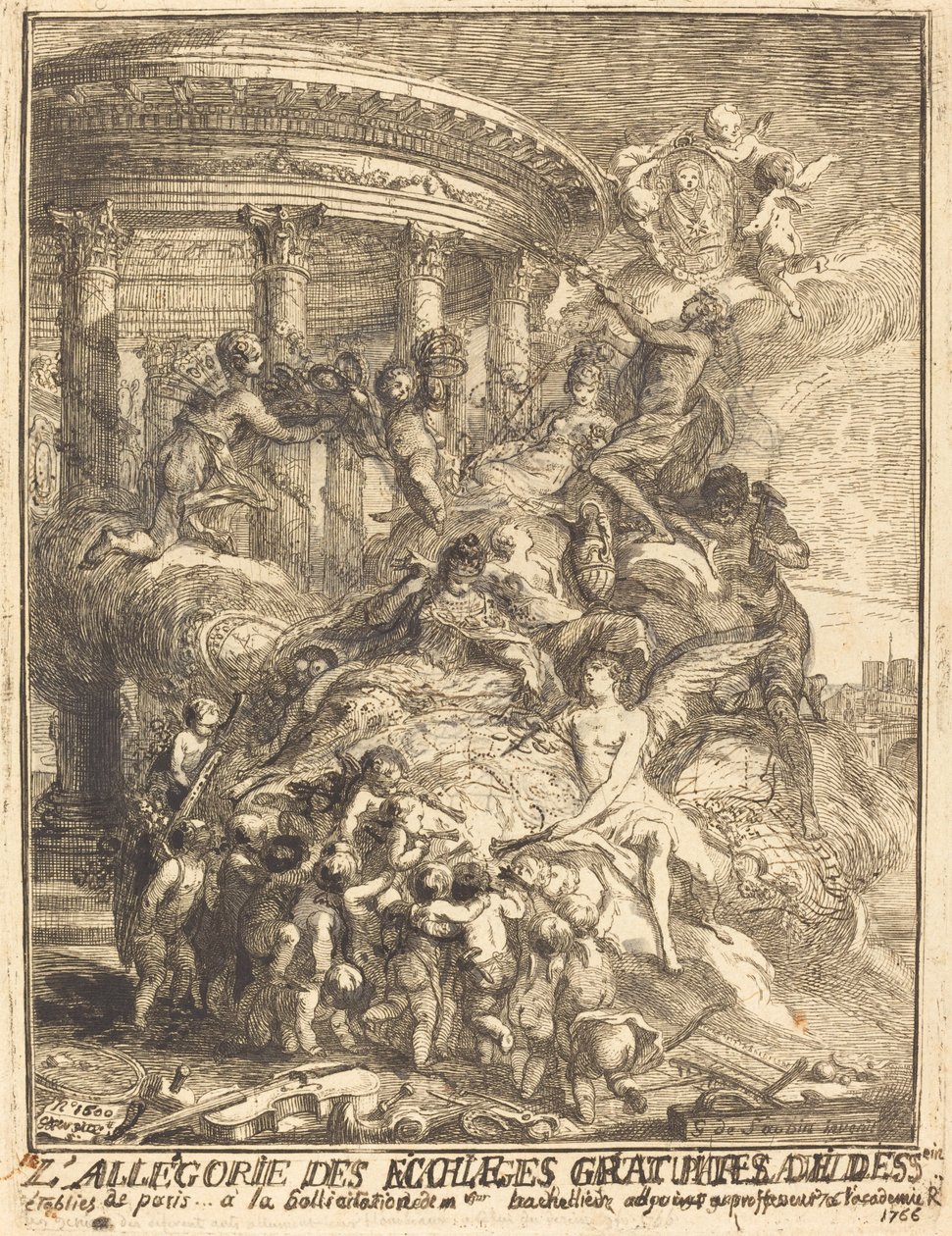 Alegoria dos casamentos feitos pela cidade de Paris no nascimento do Duque de Borgonha de Gabriel Jacques de Saint Aubin