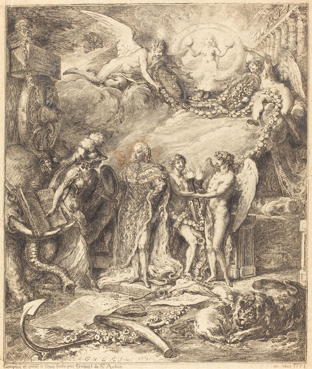 Alegoria sobre o casamento do Conde de Provence de Gabriel Jacques de Saint Aubin