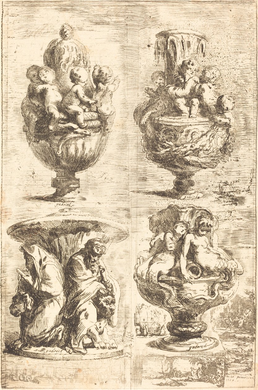 Quatro Vasos de Gabriel Jacques de Saint Aubin