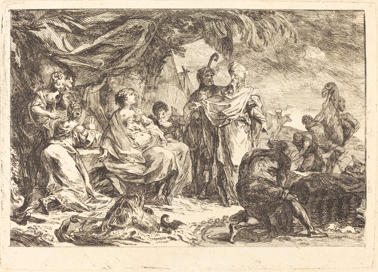 Labão buscando seus deuses de Gabriel Jacques de Saint Aubin