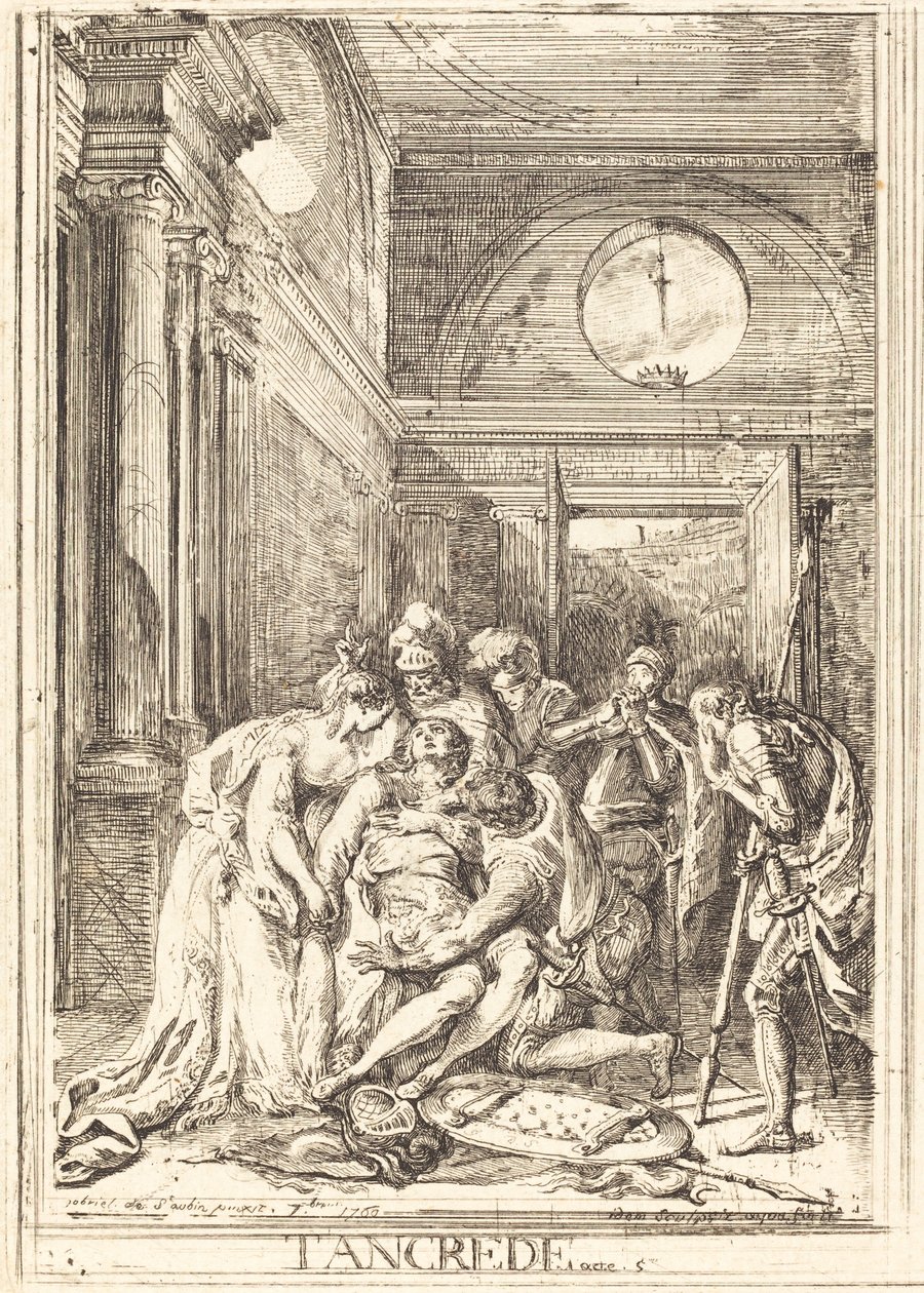 A Morte de Tancred [esquerda] de Gabriel Jacques de Saint Aubin