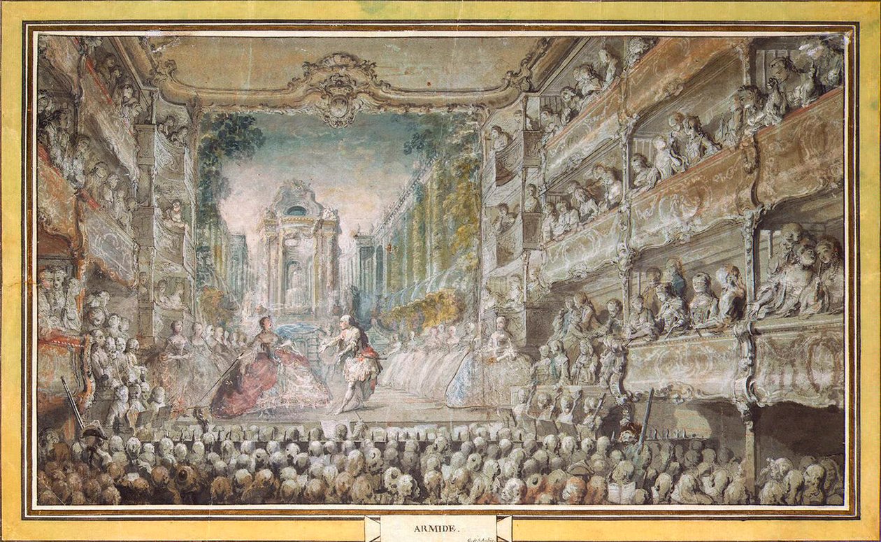 A Performance de Armida no Antigo Auditório da Ópera, depois de 1761. de Gabriel Jacques de Saint Aubin
