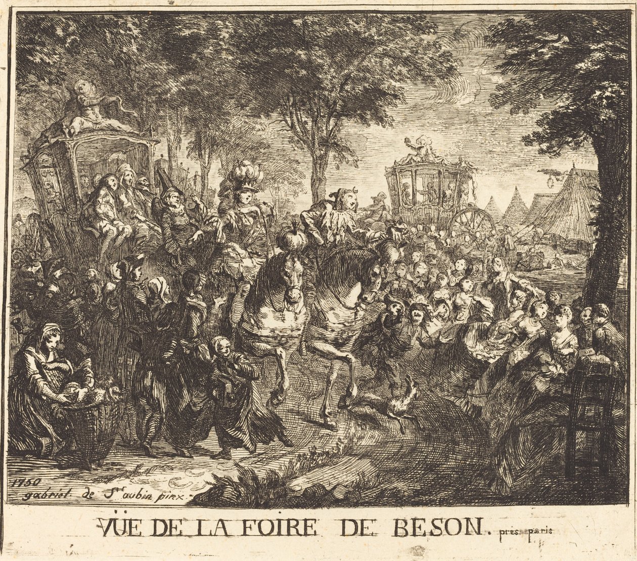 Vista da feira de Bezons de Gabriel Jacques de Saint Aubin