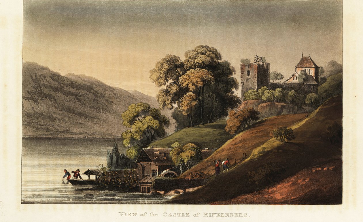 Ruínas do castelo medieval de Ringgenberg no Lago Brienz, Cantão de Berna, Suíça de Gabriel Ludwig (after) Lory