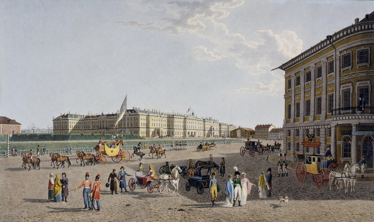 Vista da Praça do Palácio da Nevsky Prospekt, 1804 de Gabriel Ludwig Lory the Elder