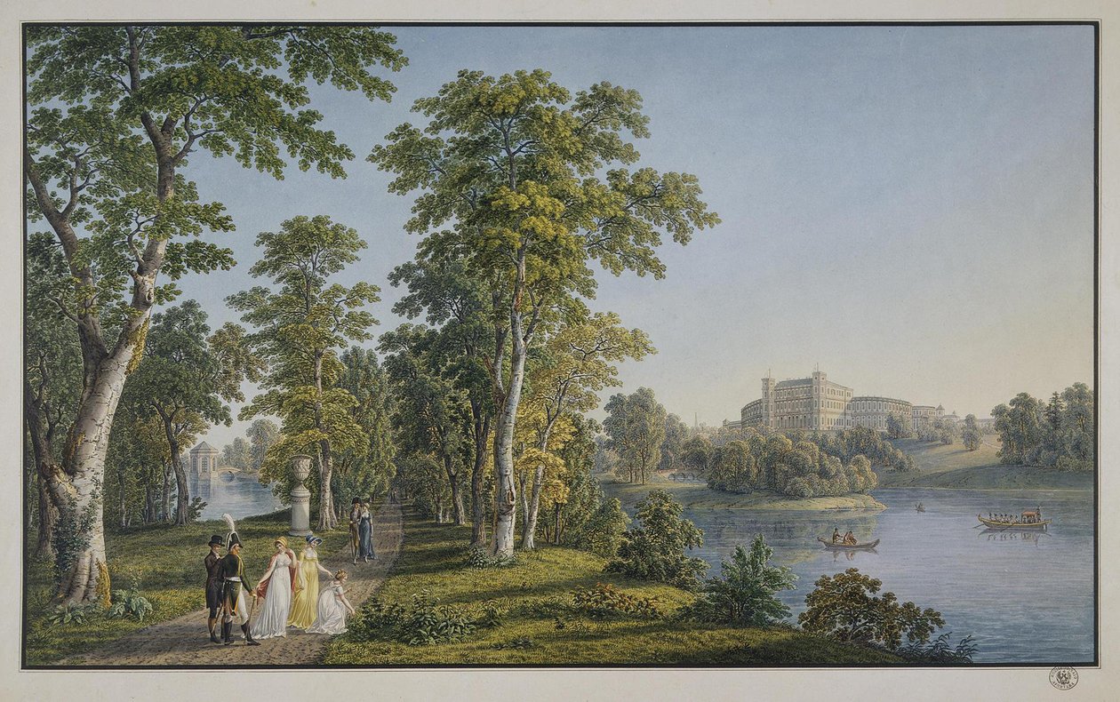 Vista do Palácio em Gatchina do Parque, 1753 de Gabriel Ludwig Lory the Elder