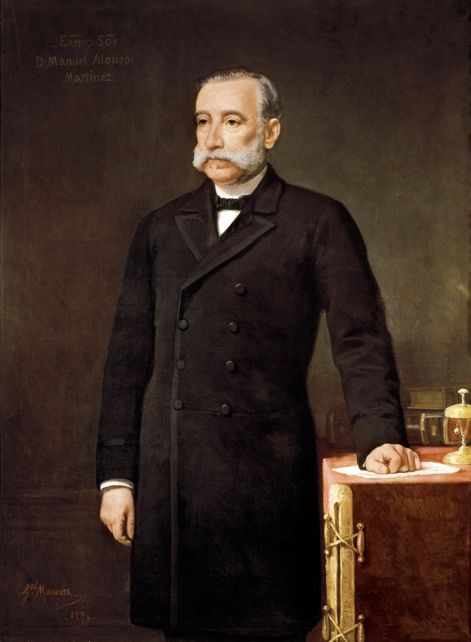Retrato de Manuel ALONSO MARTINEZ (1827-1891), advogado e membro político espanhol do Partido da União Liberal de Madrid, Congresso dos Departamentos.
 Pintura de Gabriel Maureta (século XIX). de Gabriel Maureta Aracil