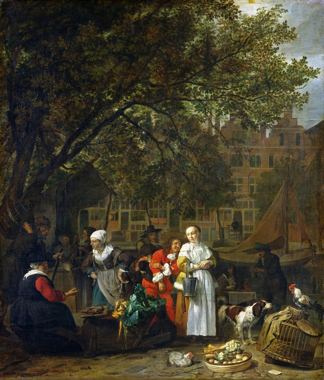 Um mercado de ervas em Amesterdão de Gabriel Metsu