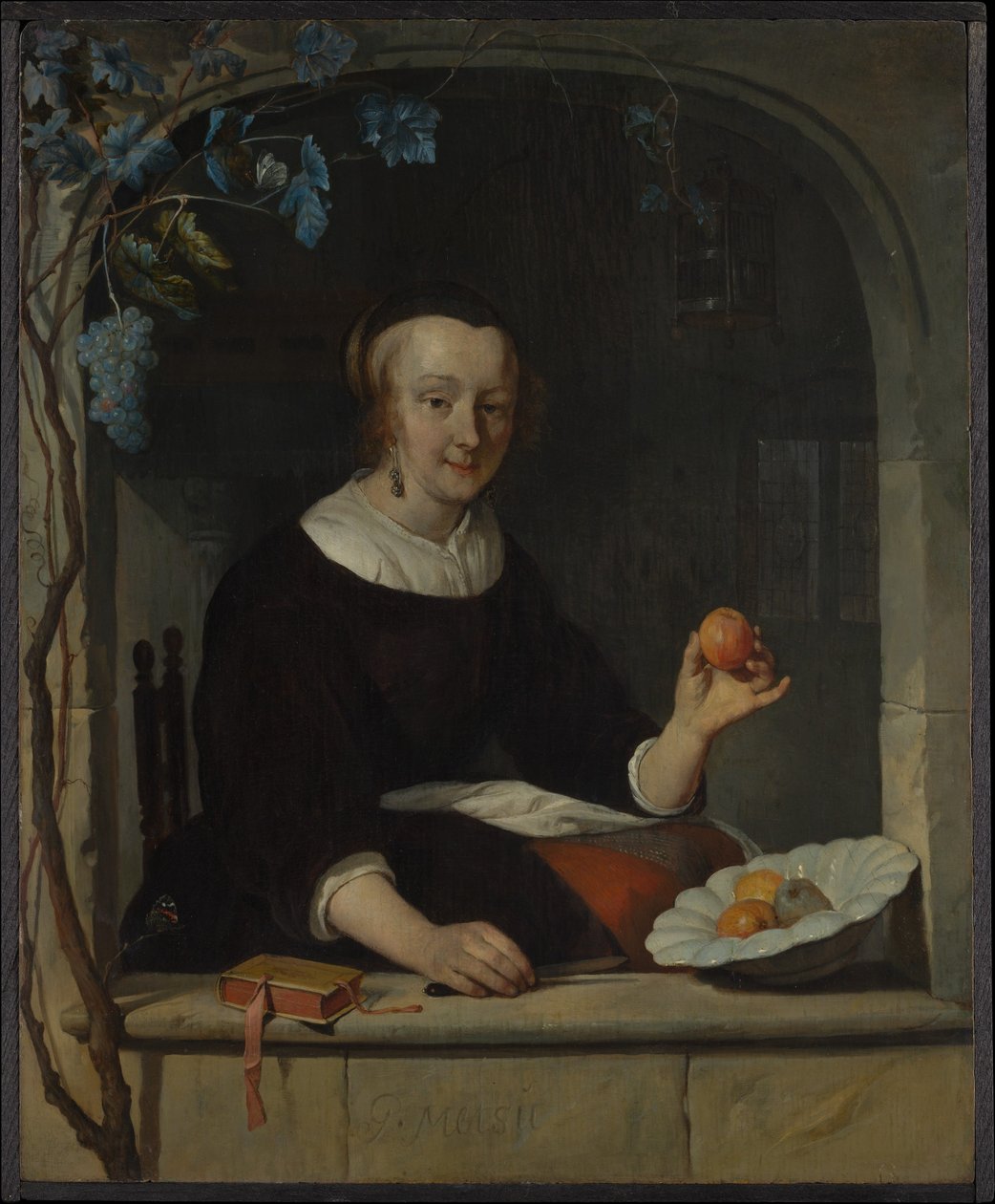 Uma mulher sentada junto a uma janela de Gabriel Metsu