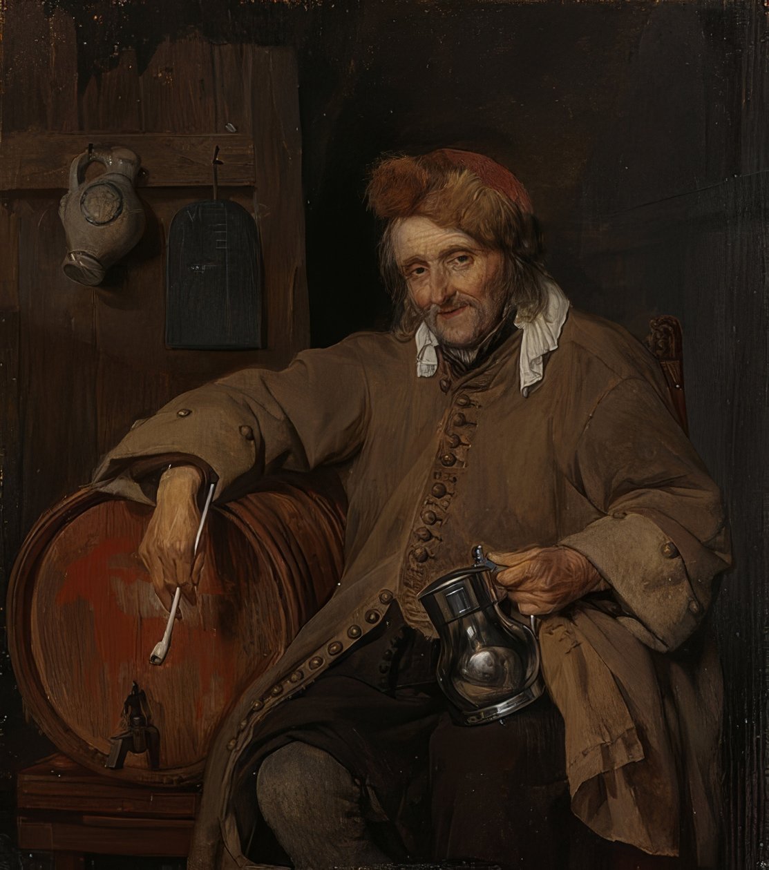 O velho bebedor. Por volta de 1661-63 de Gabriel Metsu