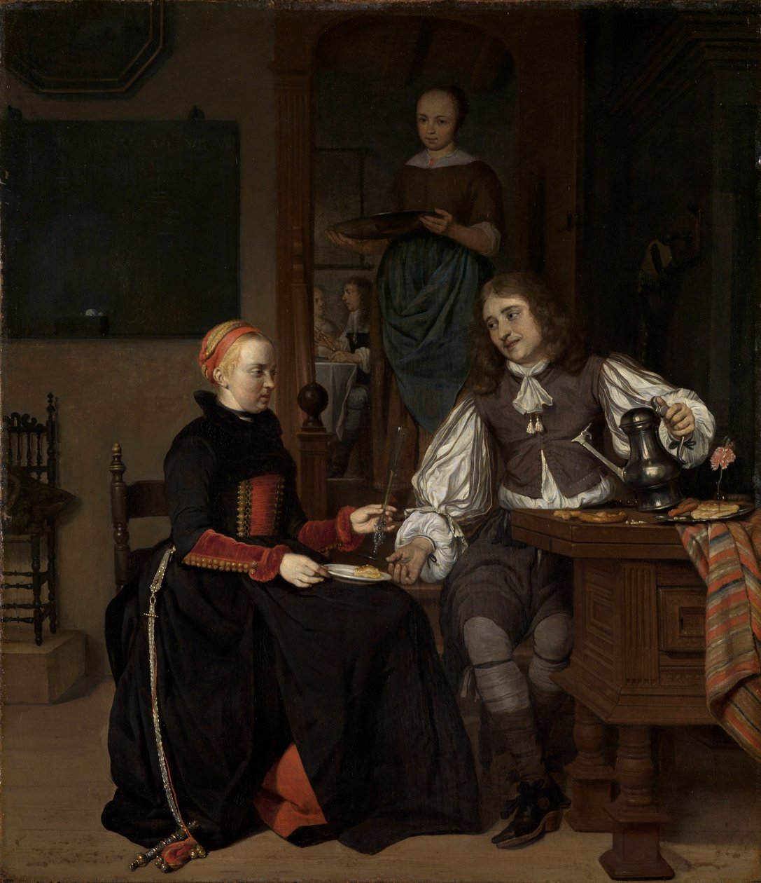 Jovem casal ao pequeno-almoço de Gabriel Metsu