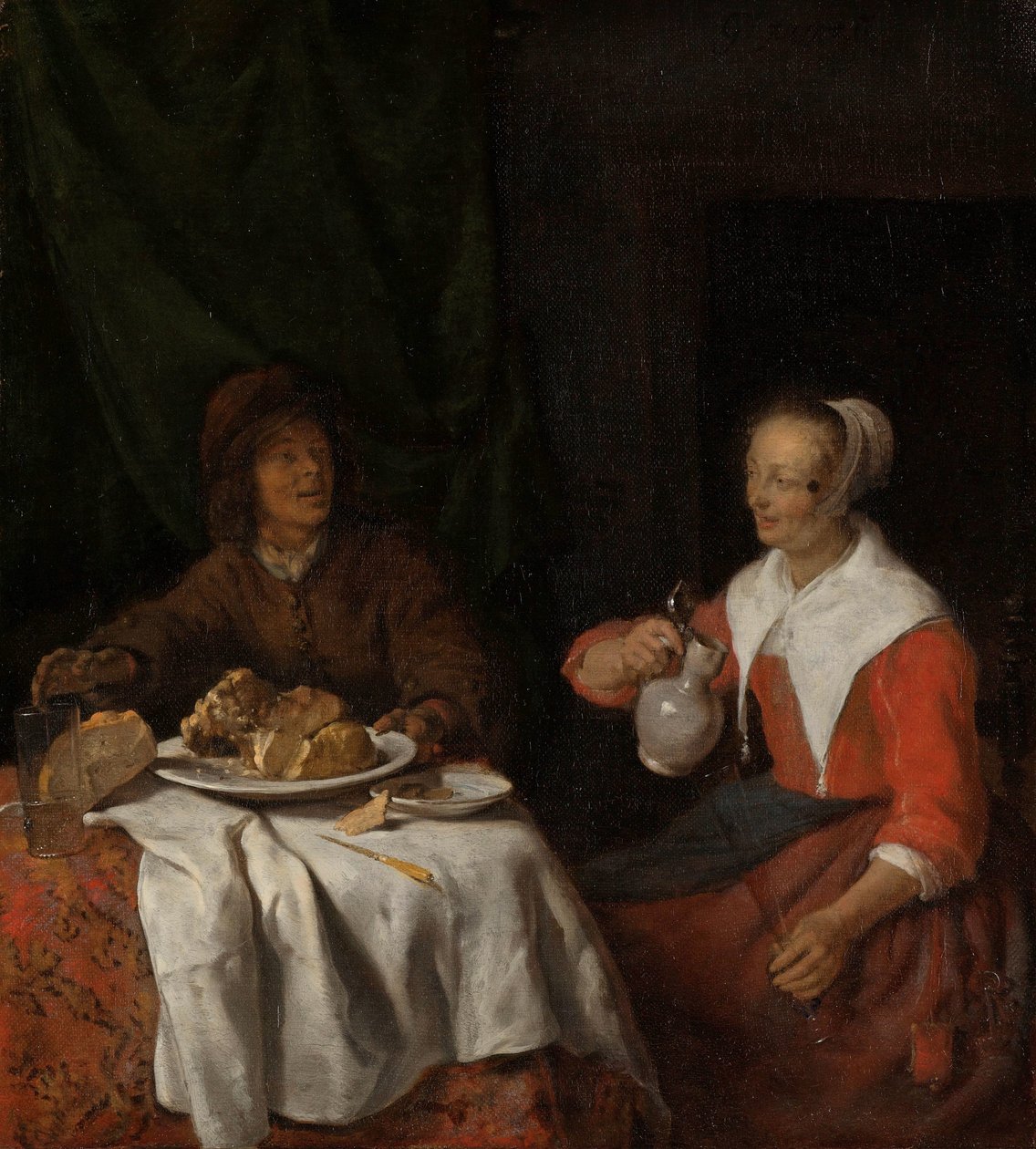 Homem e mulher em uma refeição de Gabriel Metsu