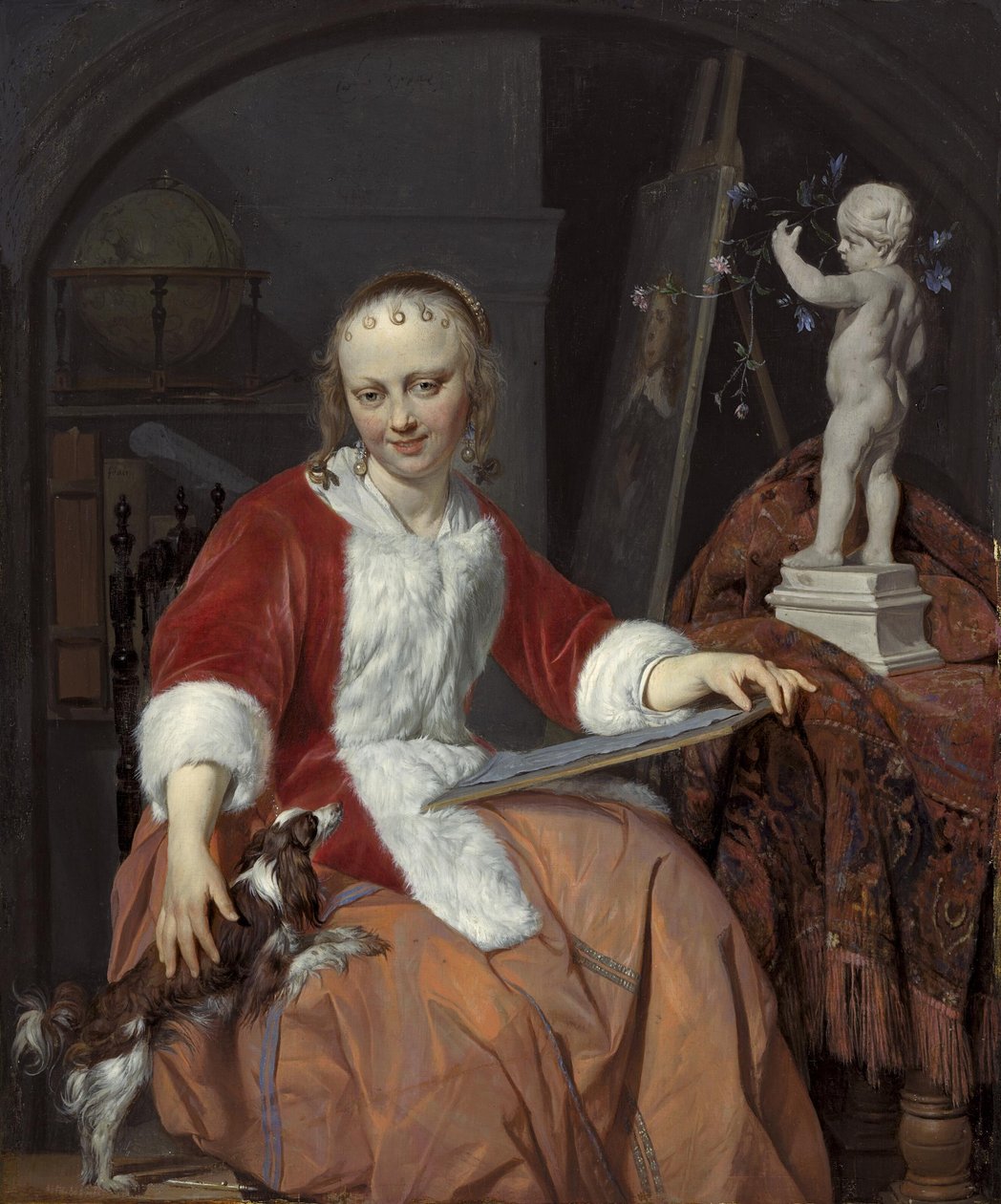 Retrato de Isabella de Wolff (....-1718) como artista de Gabriel Metsu