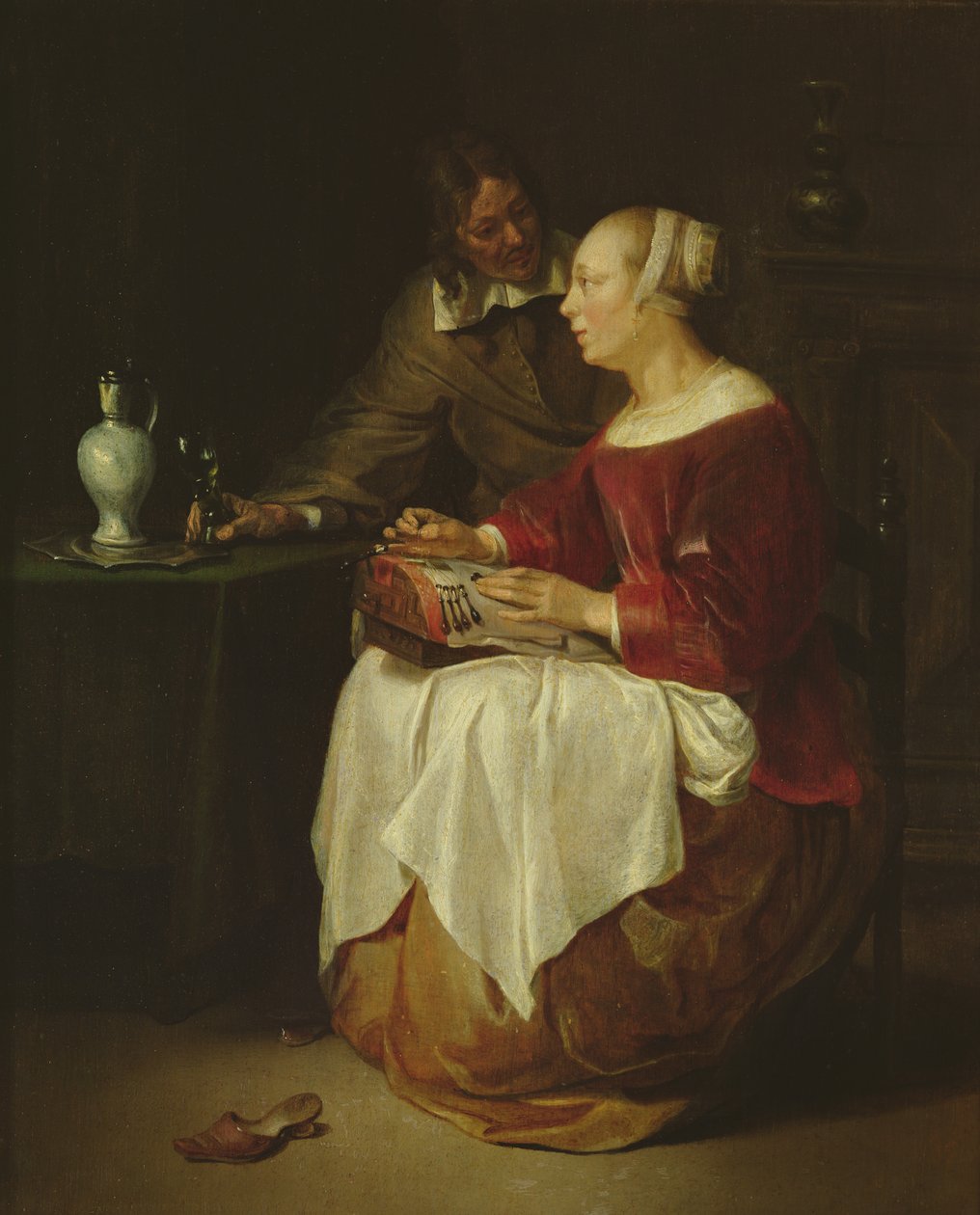 A Rendeira (óleo sobre painel) de Gabriel Metsu