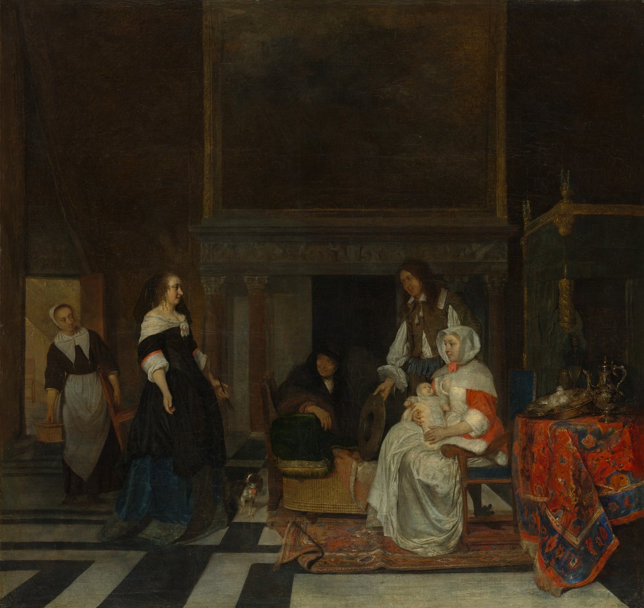 A visita ao berçário, 1661. de Gabriel Metsu