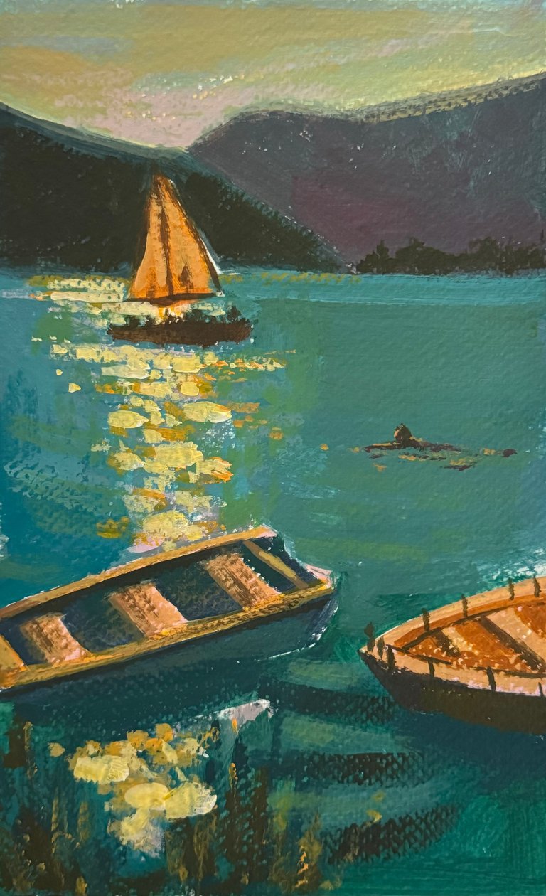Evening Sail, 2024 (acrílico sobre papel) de Gabriel Palma