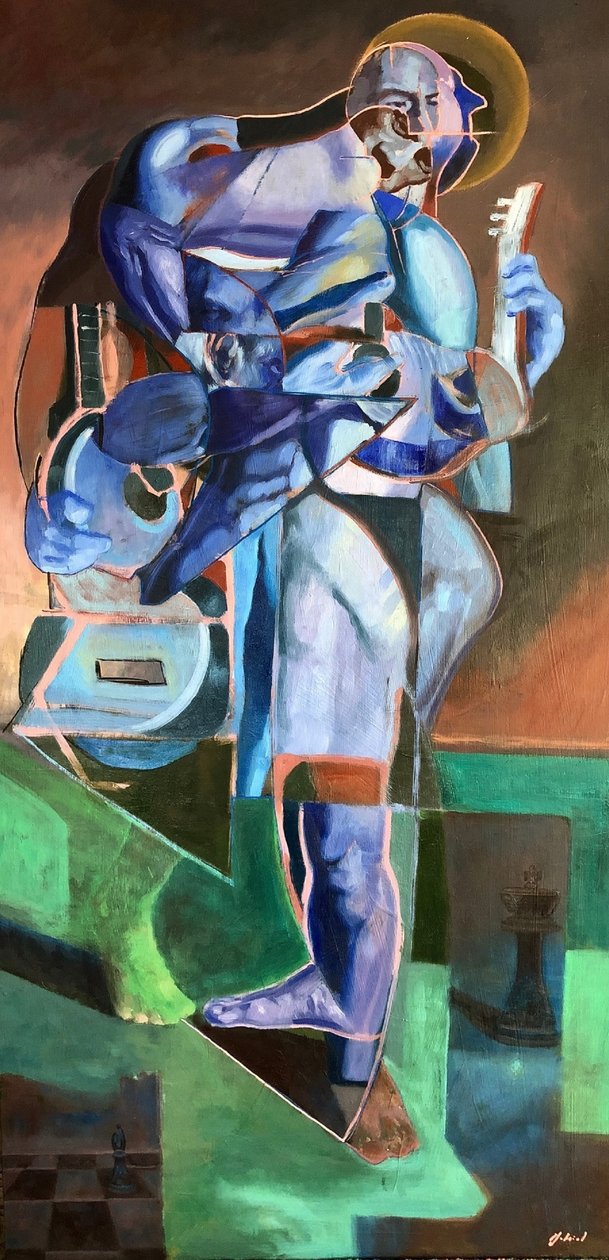 O Guitarrista, 2021 (óleo sobre painel) de Gabriel Palma