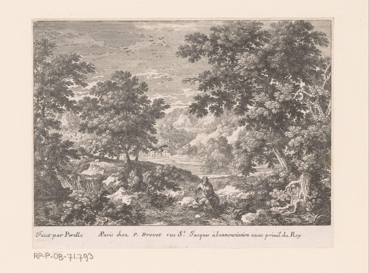 Elias alimentado por corvos Paisagens com cenas bíblicas (título da série) de Gabriel Perelle