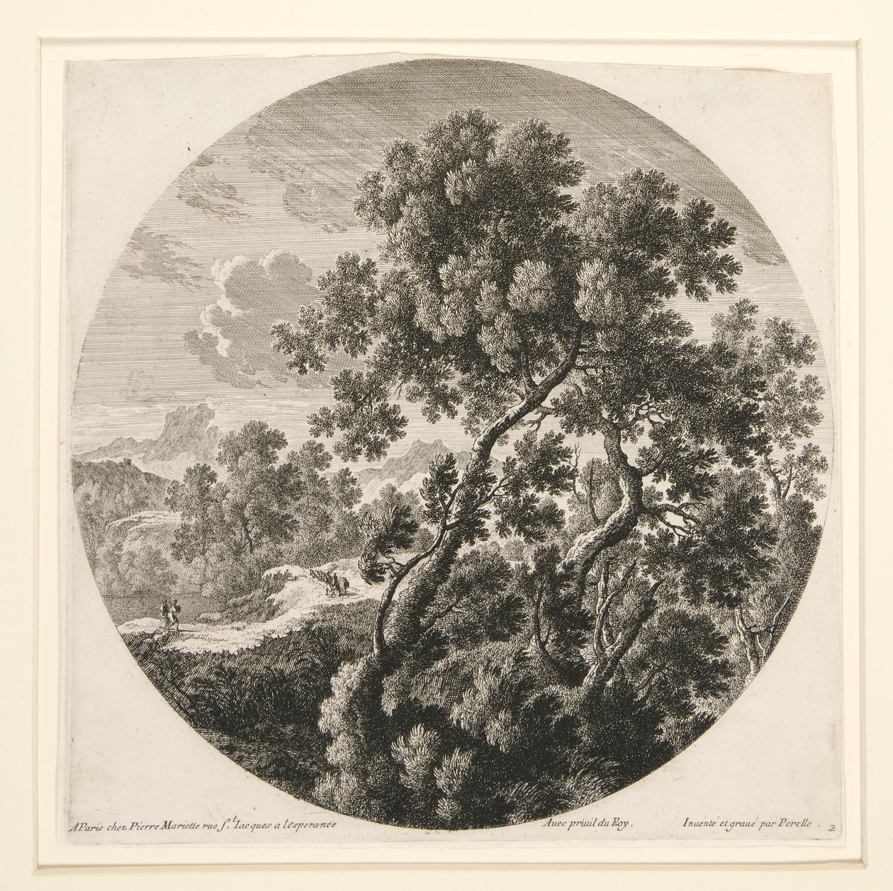 Paisagem com dois viajantes e um castelo; e Pastor, Ovelha e Gado numa Paisagem, a partir de um conjunto de seis paisagens de Gabriel Perelle