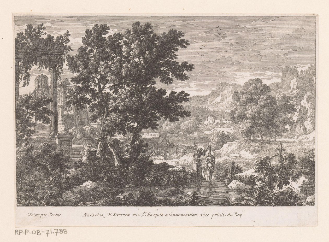 Paisagem com o Batismo de Cristo Paisagens com cenas bíblicas (título da série) de Gabriel Perelle