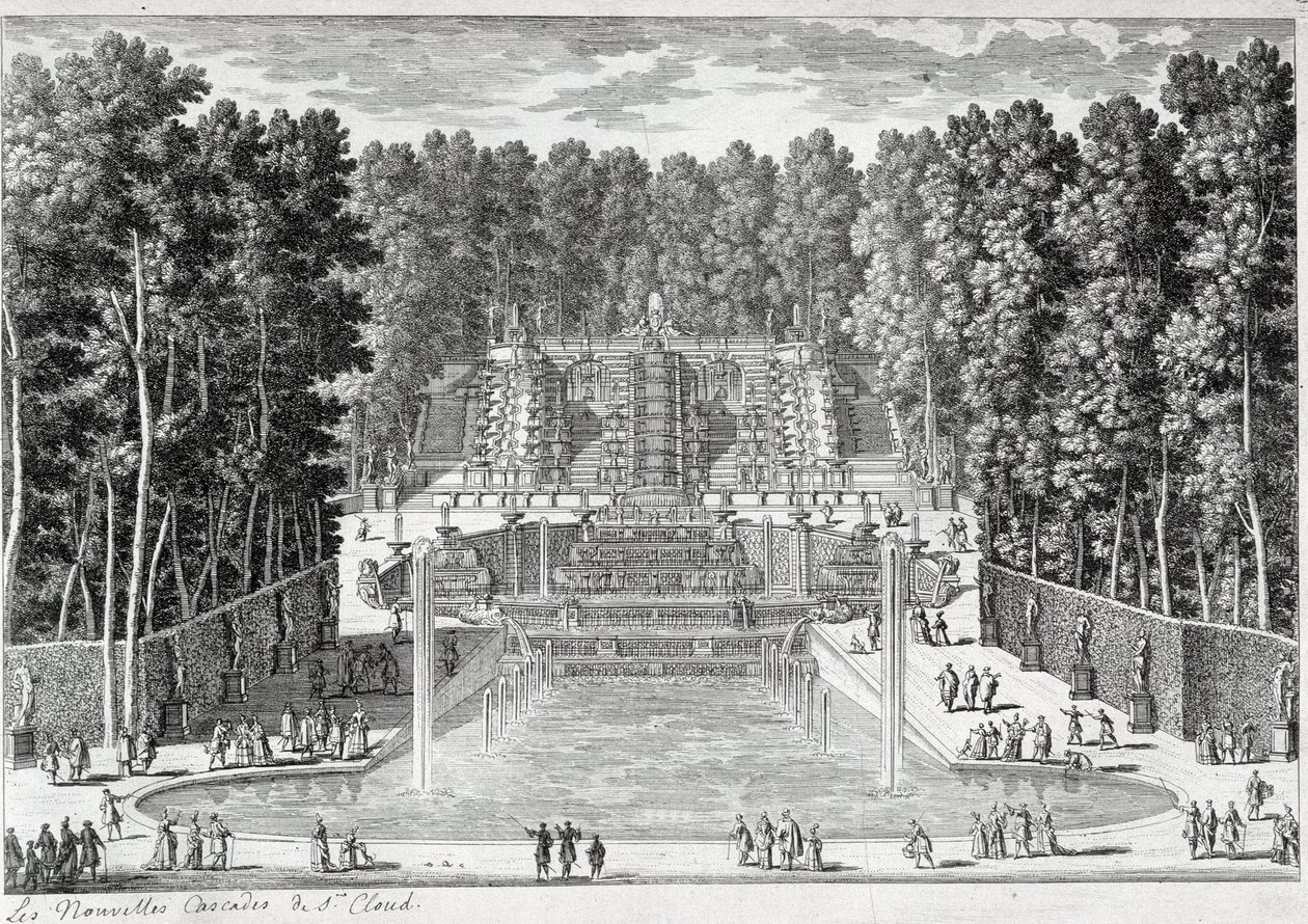 As novas cachoeiras nos jardins de St Cloud (por Ours) - por Perelle, finais do século XVII de Gabriel Perelle