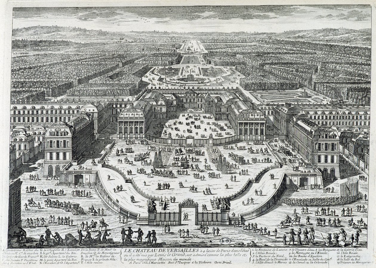 Vista do pátio de honra do castelo de Versalhes - por Perelle, finais do século XVII de Gabriel Perelle