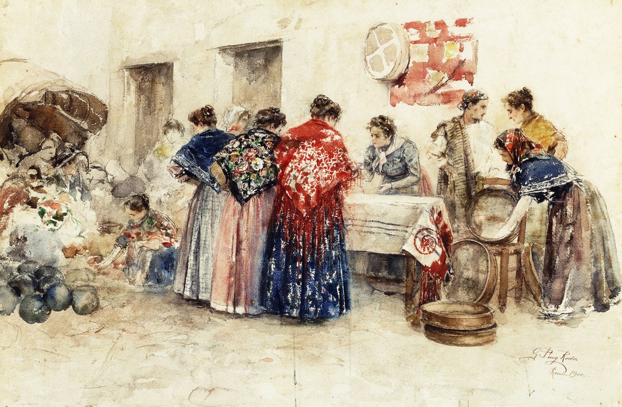 No mercado, 1900 de Gabriel Puig Roda