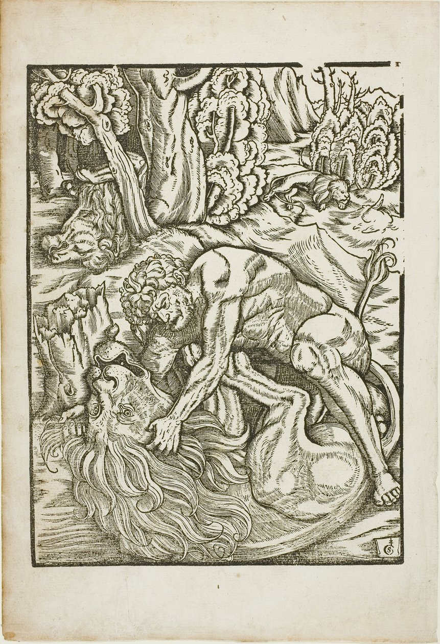 Hércules Estrangulando o Leão Nemean, dos Trabalhos de Hércules de Gabriel Salmon