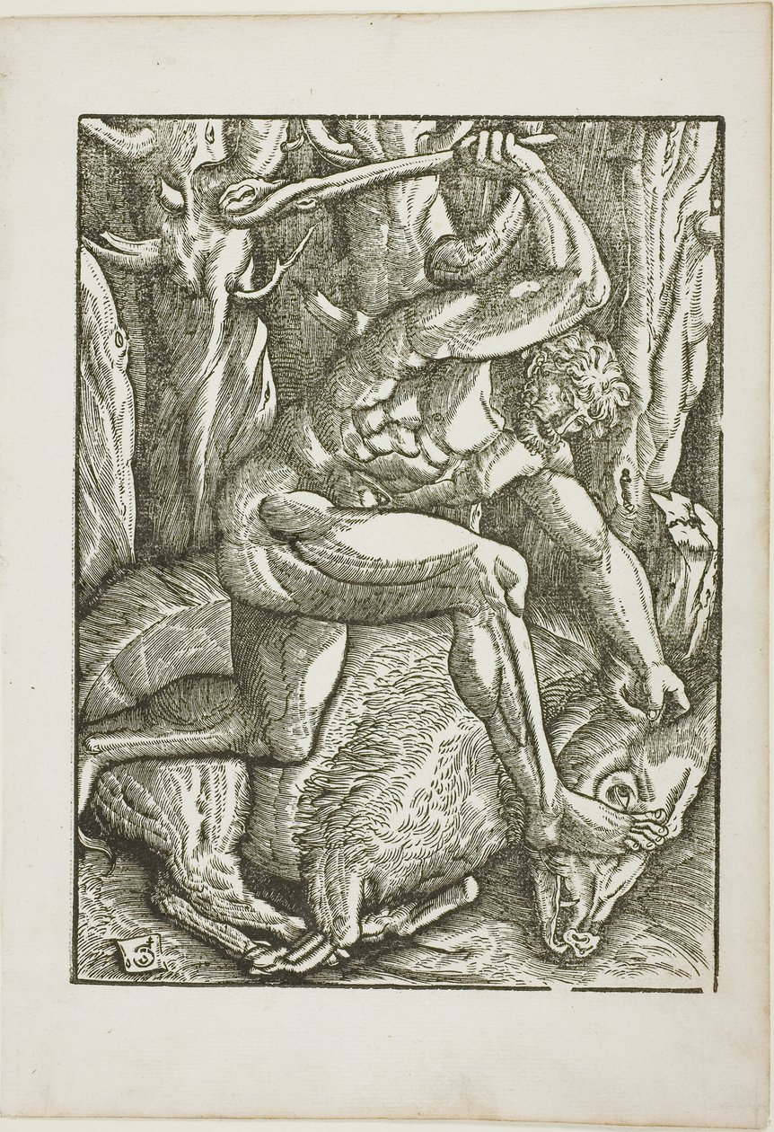 Os trabalhos de Hércules: Hércules subjugando o javali de Erimanto de Gabriel Salmon