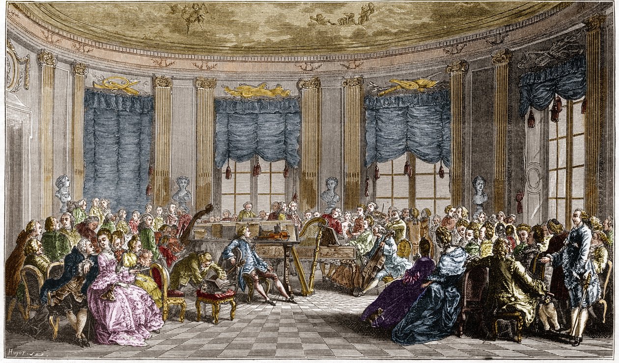 Um concerto musical dado por Madame la Comtesse de Saint Brisson - gravado por Duclos depois de Saint Aubin (Saint-Aubin). de Gabriel de Saint Aubin
