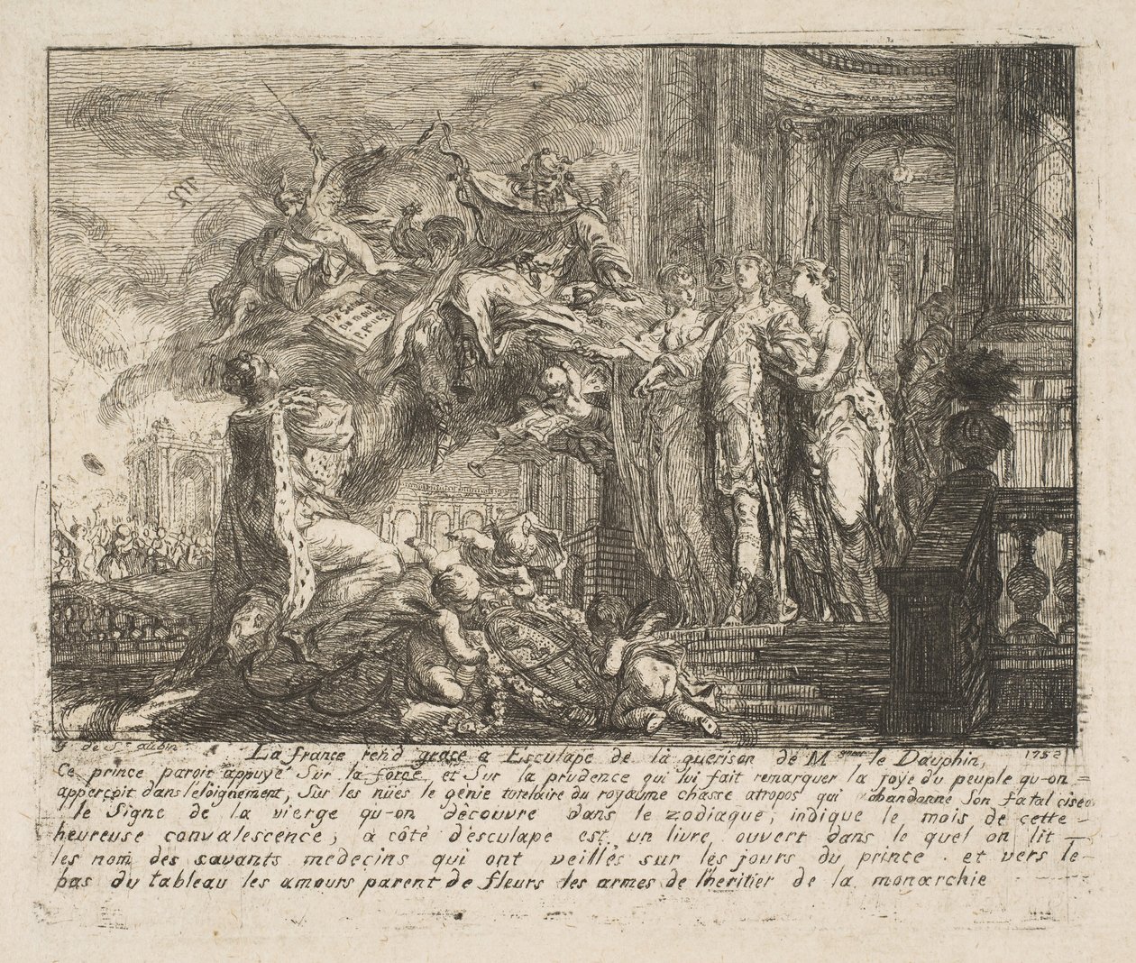 Alegoria da Convalescença do Delfim, 1752. de Gabriel de Saint Aubin