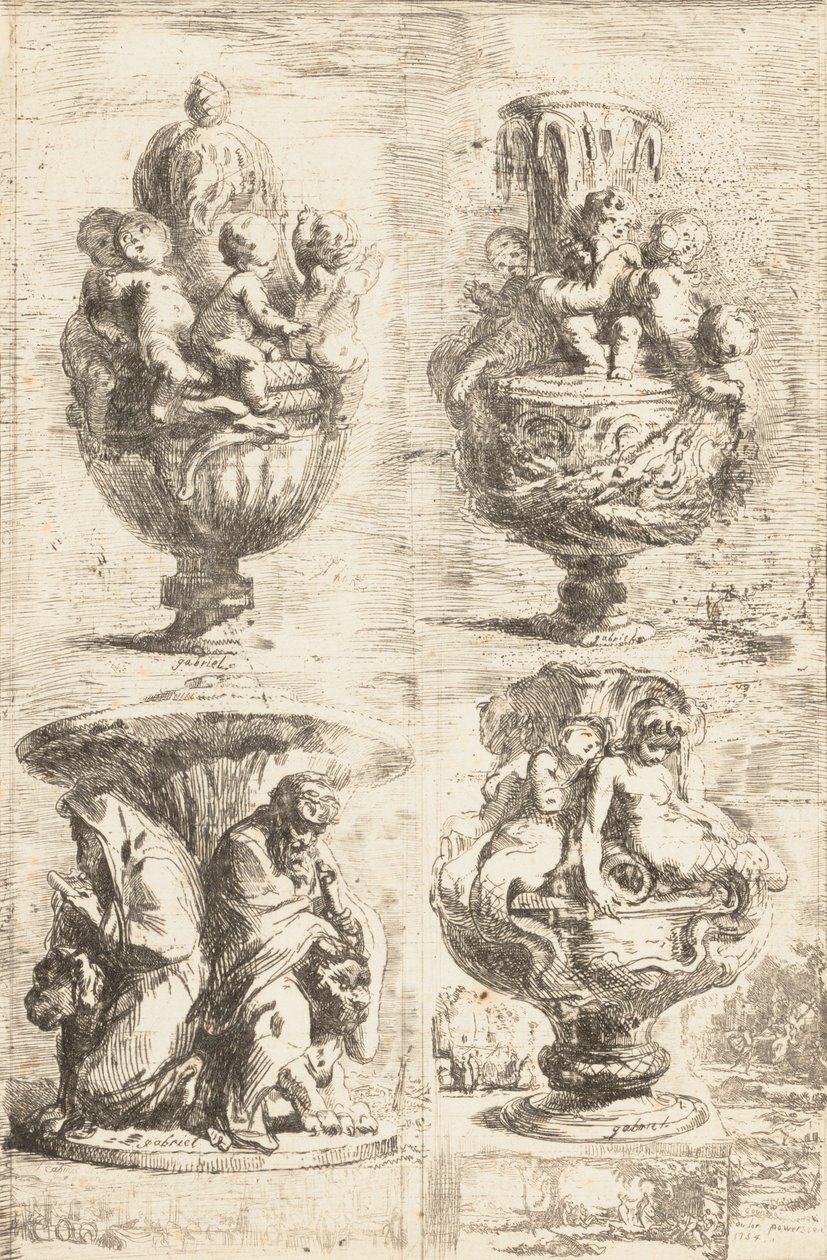 Os Quatro Vasos, 1754. de Gabriel de Saint Aubin