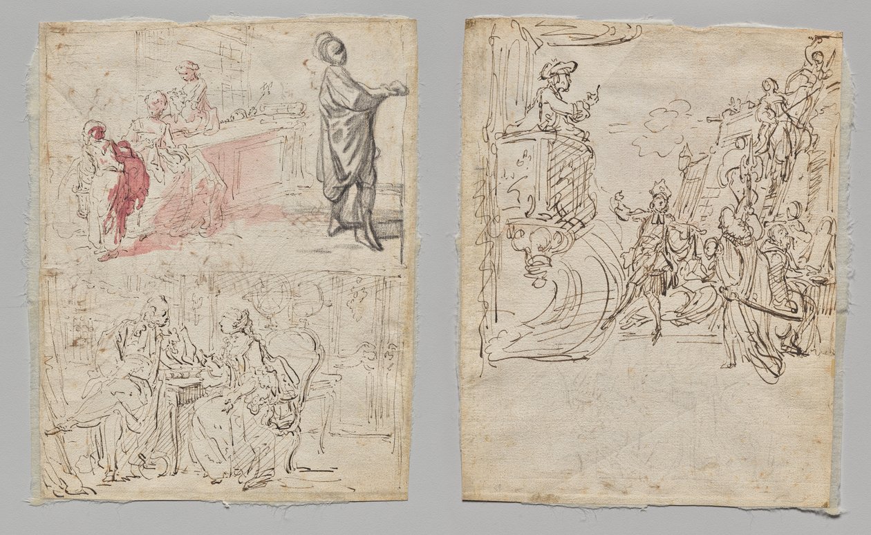 Cena de Teatro (recto); Lingerie Boutique e Conversa (verso) de Gabriel de Saint Aubin