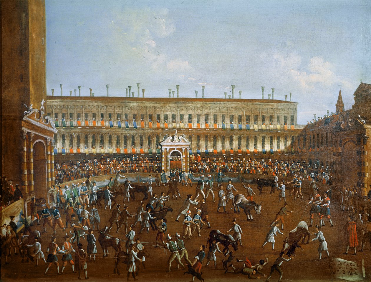 Tourada em honra do Príncipe da Polônia, Frederick Christian, 1740 de Gabriele Bella