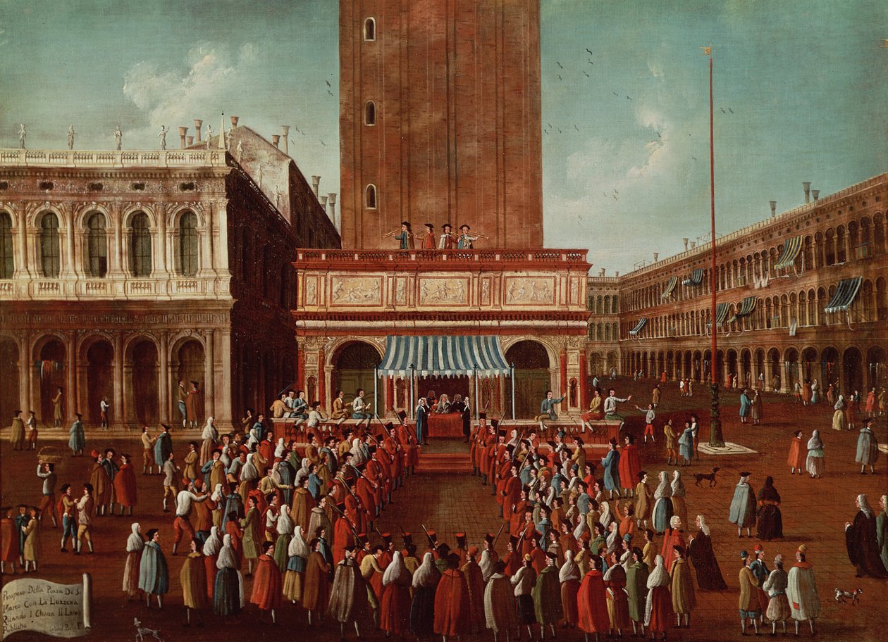 Loteria Pública no Loggetta, a Piazza San Marco, Veneza de Gabriele Bella
