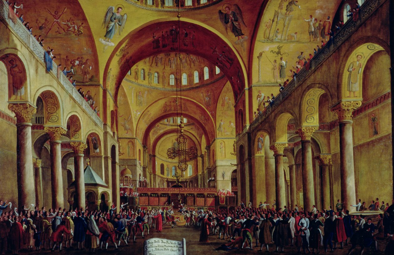 A apresentação do novo Doge ao povo na Basílica de San. Marco de Gabriele Bella