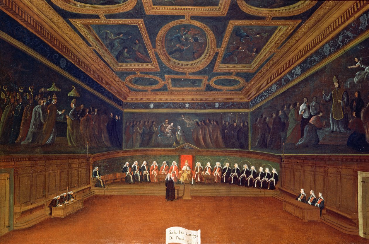 A Sala do Conselho dos Dez, Palácio dos Doges, Veneza de Gabriele Bella
