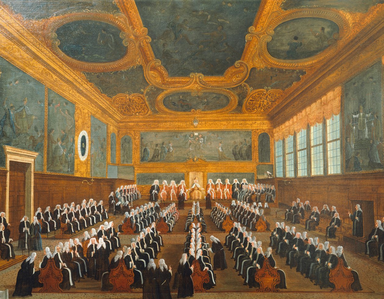 Conselho de Pregadi, de Gabriel Bella (1730-1799), óleo sobre tela, 96x149 cm de Gabriele Bella
