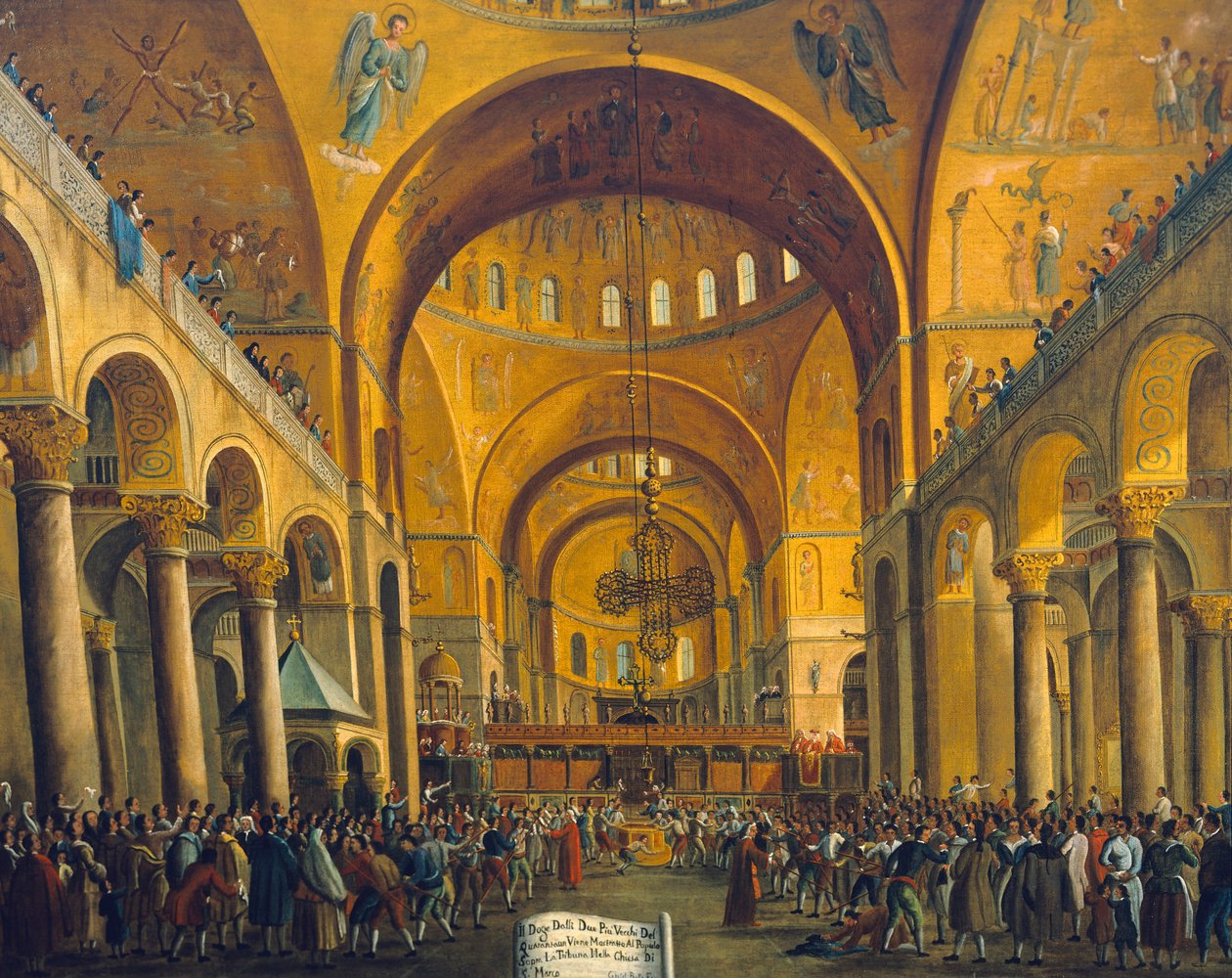 Doge é mostrado às pessoas em San Marco em Veneza, por Gabriel Bella (1730-1799) de Gabriele Bella