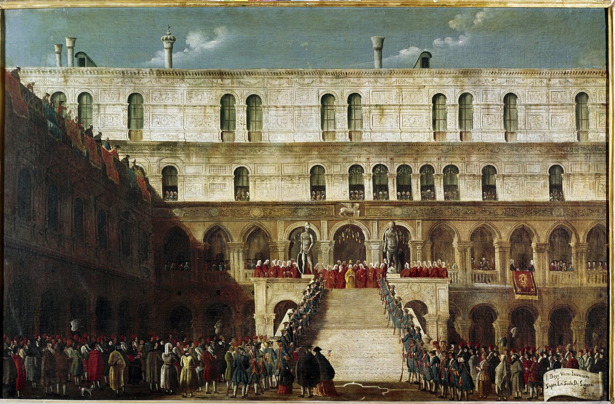 Indução do Doge à Escada dos Génios em Veneza - Pintura de Gabriele Bella (ca. 1730-1799). Veneza, Fundação Querini Stampalia de Gabriele Bella