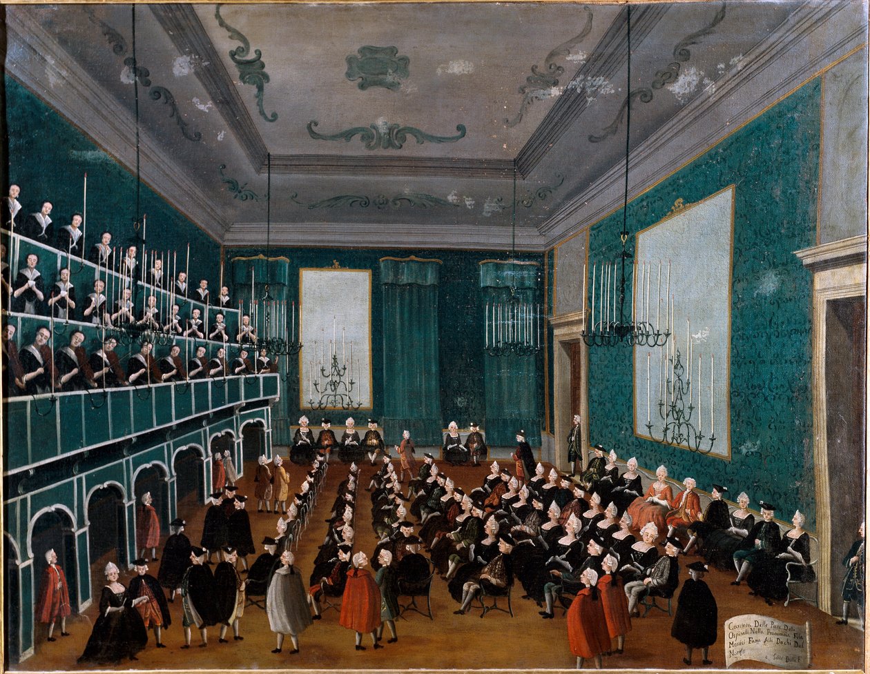 La cantata delle putte delli Ospitali Grupo de órfãos recolhidos nos hospitais de Veneza e que faziam parte dos coros na época de Antonio Vivaldi. Pintura de Gabriel Bella (1730-1799) Palazzo Querini Stampalia Veneza do século XVIII de Gabriele Bella