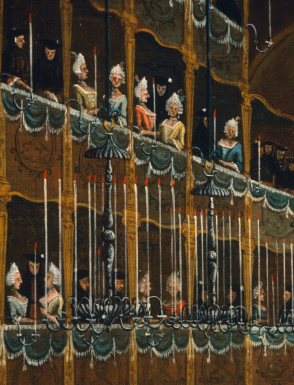 Almoço no Teatro San Beneto oferecido por Doge em homenagem aos príncipes do norte, Veneza, por Gabriel Bella (1730-1799) Óleo sobre tela, Detalhe de Gabriele Bella