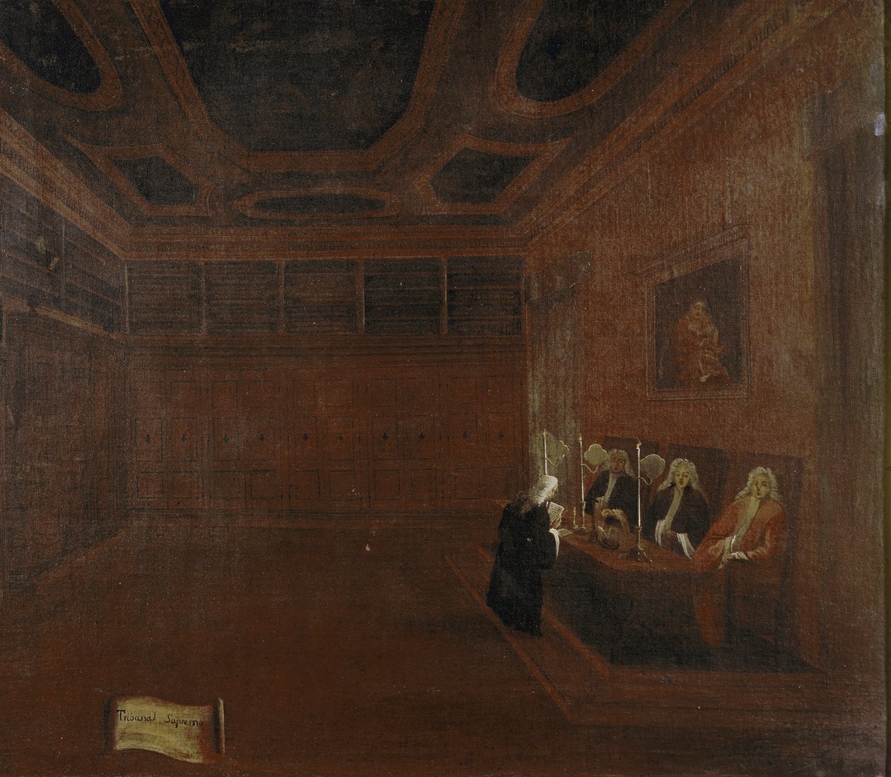O Supremo Tribunal dos Quarenta ou Conselho dos Quarenta, detalhe (Veneza, Supremo Tribunal dos Quarenta. Detalhe) - Pintura de Gabriele Bella (ca. 1730-1799). Veneza, Fundação Querini Stampalia de Gabriele Bella