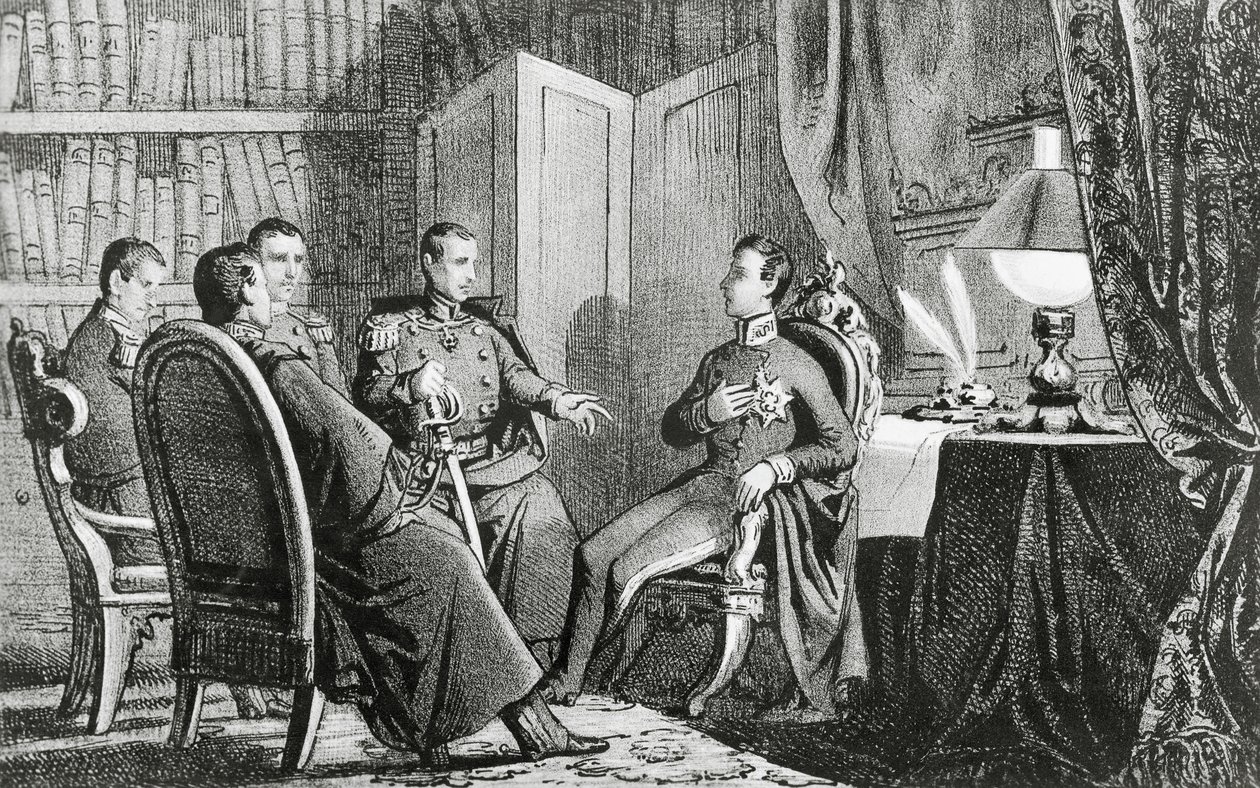 O Príncipe Charles Albert de Carignano (1798-1849) promete o seu apoio aos conspiradores liberais, 6 de Março de Gabriele Castagnola