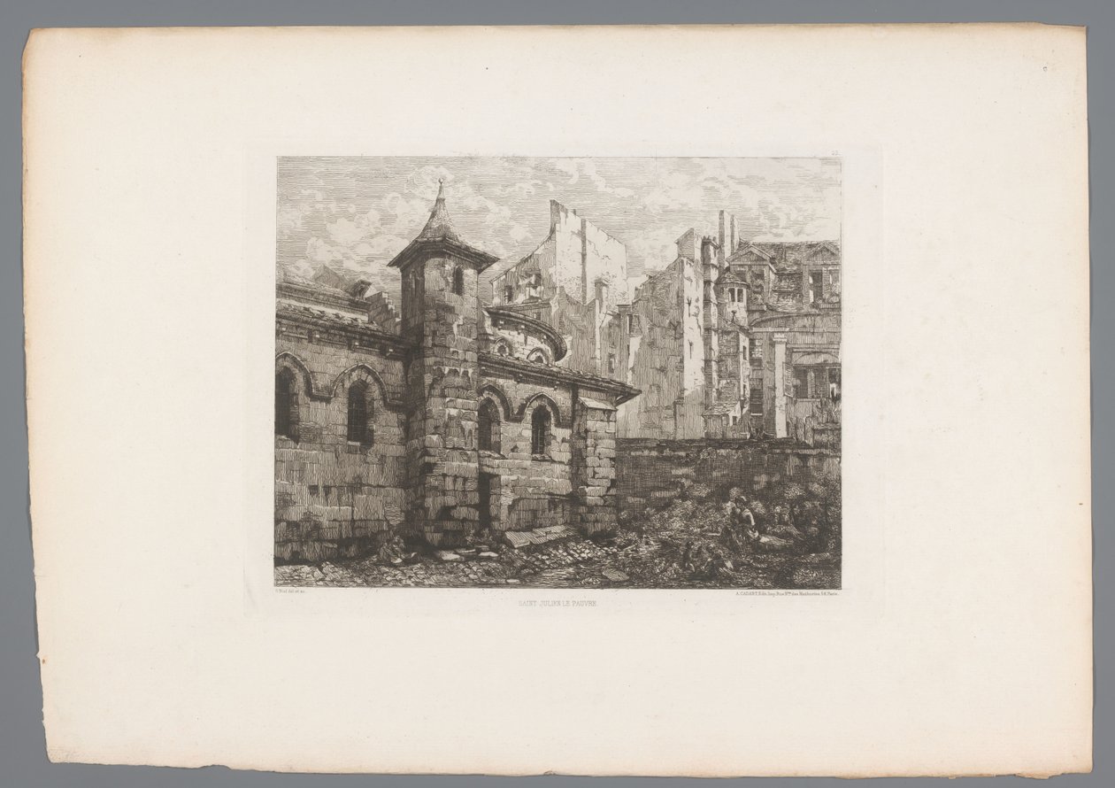 Vista de Saint-Julien-le-Pauvre
Saint Julien le Pauvre (título sobre o objecto)
Gravuras francesas de 1874 (título da série)
L