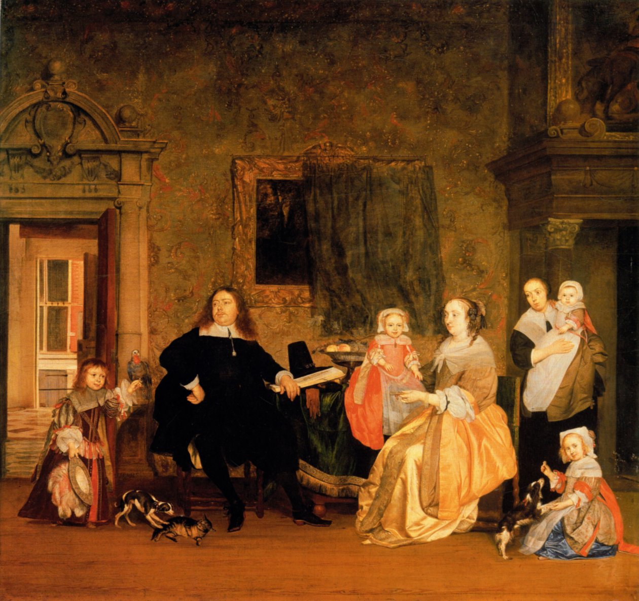 Retrato de Jan Jacobsz Hinlopen e sua família de Gabriel Metsu