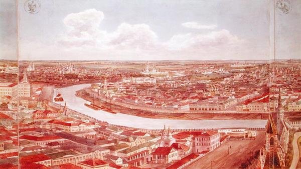 Panorama de Moscou, representando o rio Moskva, 1819 (wc no papel) (ver 170139-170146) de Gadolle