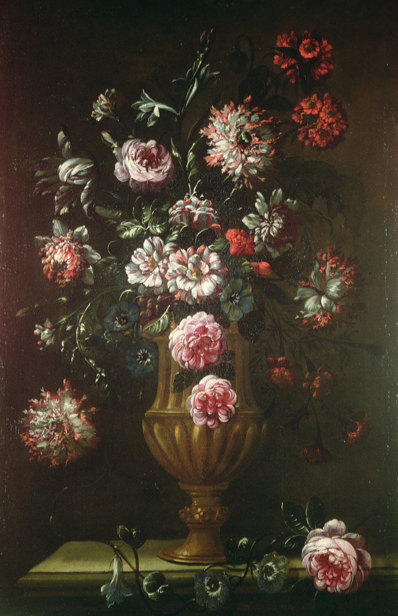 Ainda vida de flores em uma urna, do século XIX de Gaetano Cusati