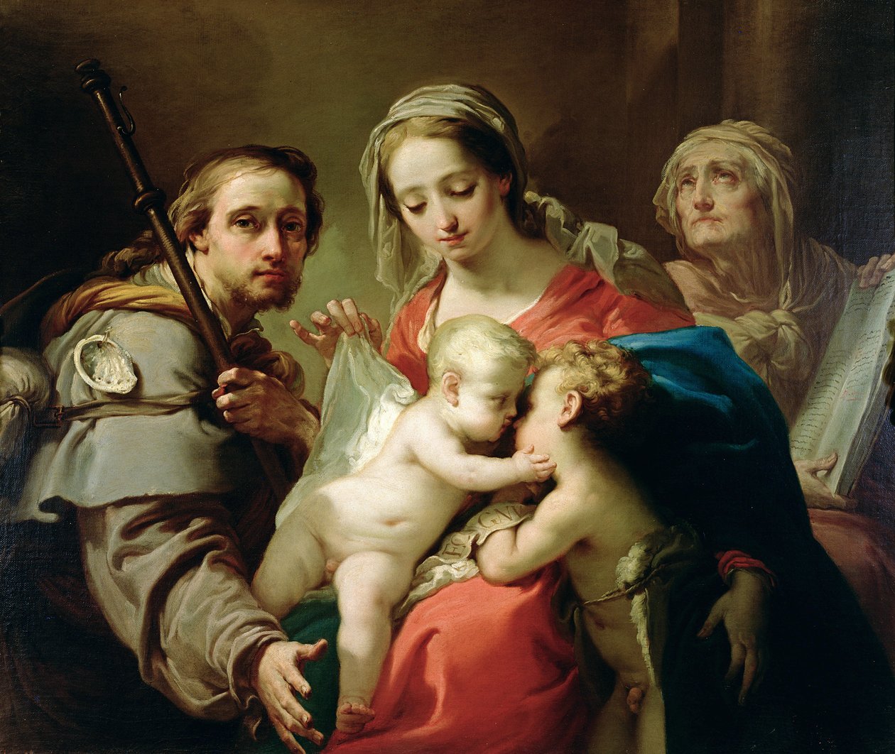 Madonna e criança com os Santos John, Anna e Rocco, c.1785 (ver 241258 para detalhes) de Gaetano Gandolfi